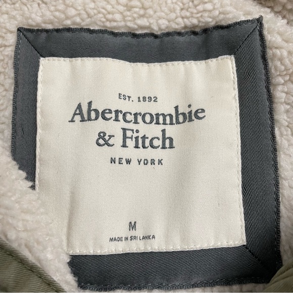 Abercrombie & Fitch Sherpa Lined Utility Jacket Y2K Olive Green Women’s Medium - Picture 2 of 11
